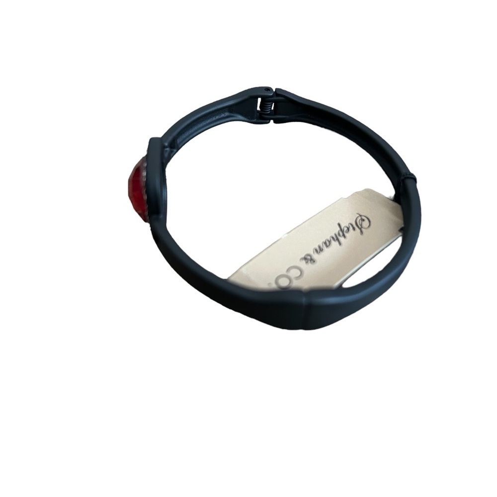 Matte Black & Faux Ruby Red Acrylic Gem Clasp Bracelet from Stephan & Co. - Picture 6 of 12
